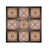 Decorative Mango Wood Wall Panel with Cutout Flower Pattern, Brown