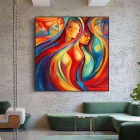 Hand Painted Oil Painting Abstract Sexy Woman Oil Painting on Canvas Large Wall Art Original Minimalist Beautiful Girl Portrait Art Custom Modern Livi (style: 1, size: 90x90cm)