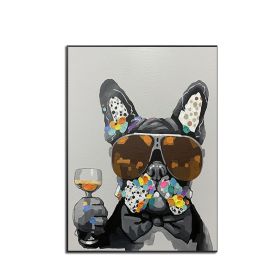 Top Selling Handmade Abstract Oil Painting  Wall Art Modern Minimalist Cute Pet Dog Picture Canvas Home Decor For Bedroom No Frame (size: 50X70cm)